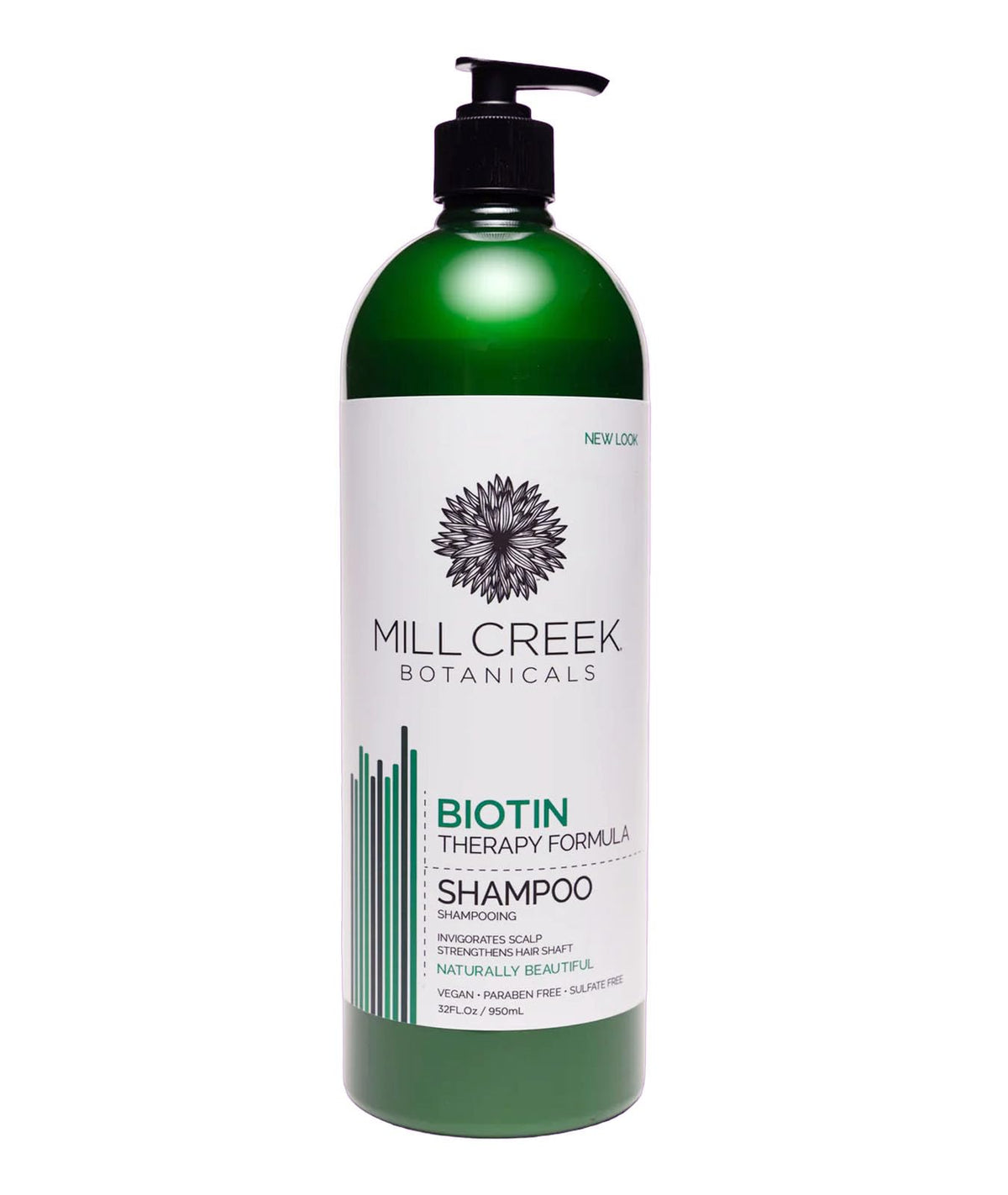 Mill Creek Biotin Shampoo 32oz bottle front view for daily cleansing.