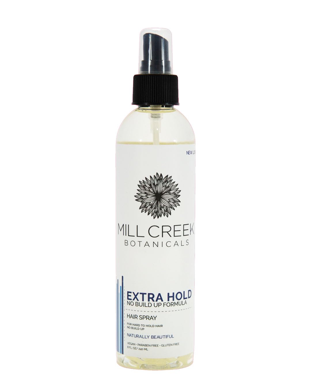 Mill Creek Extra Hold Hair Spray bottle delivers long-lasting control and body for hard-to-hold styles