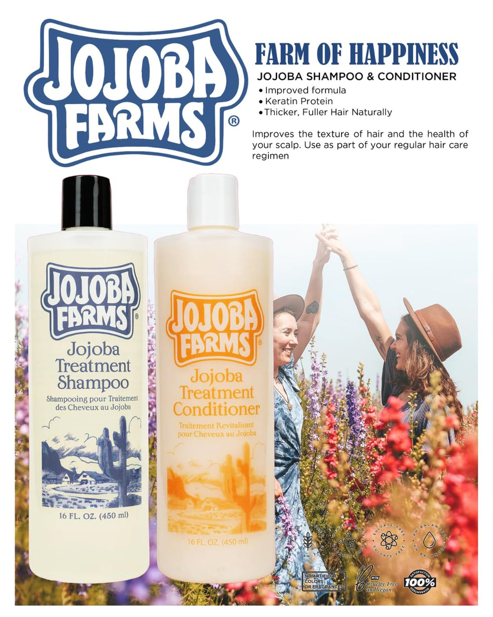 Mill Creek Jojoba Farms Conditioner bottle front for smoothing and detangling.