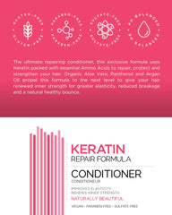 Hair treated with Mill Creek Keratin Conditioner shows shine and elasticity.