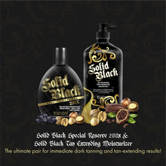 Millennium Tanning Solid Black 200x extender bottle delivering long-lasting moisture