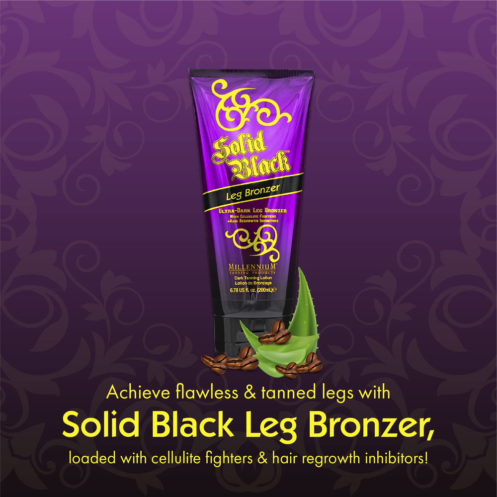 Finish on leg after applying Millennium Tanning Solid Black Leg Bronzer.
