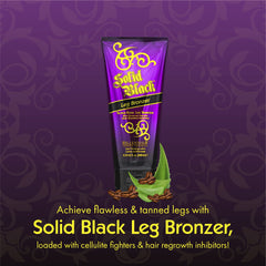 Finish on leg after applying Millennium Tanning Solid Black Leg Bronzer.