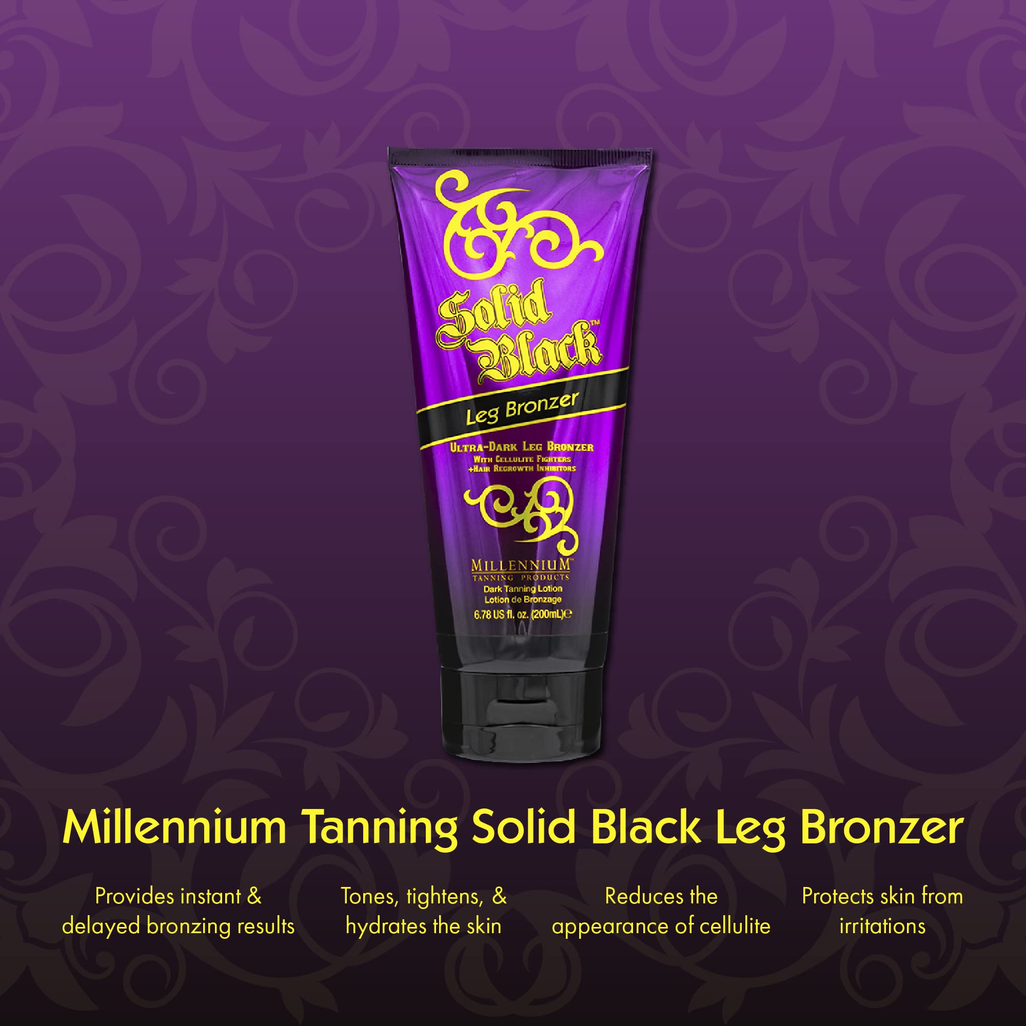 Solid Black Leg Bronzer swirl on skin for instant color by Millennium Tanning.