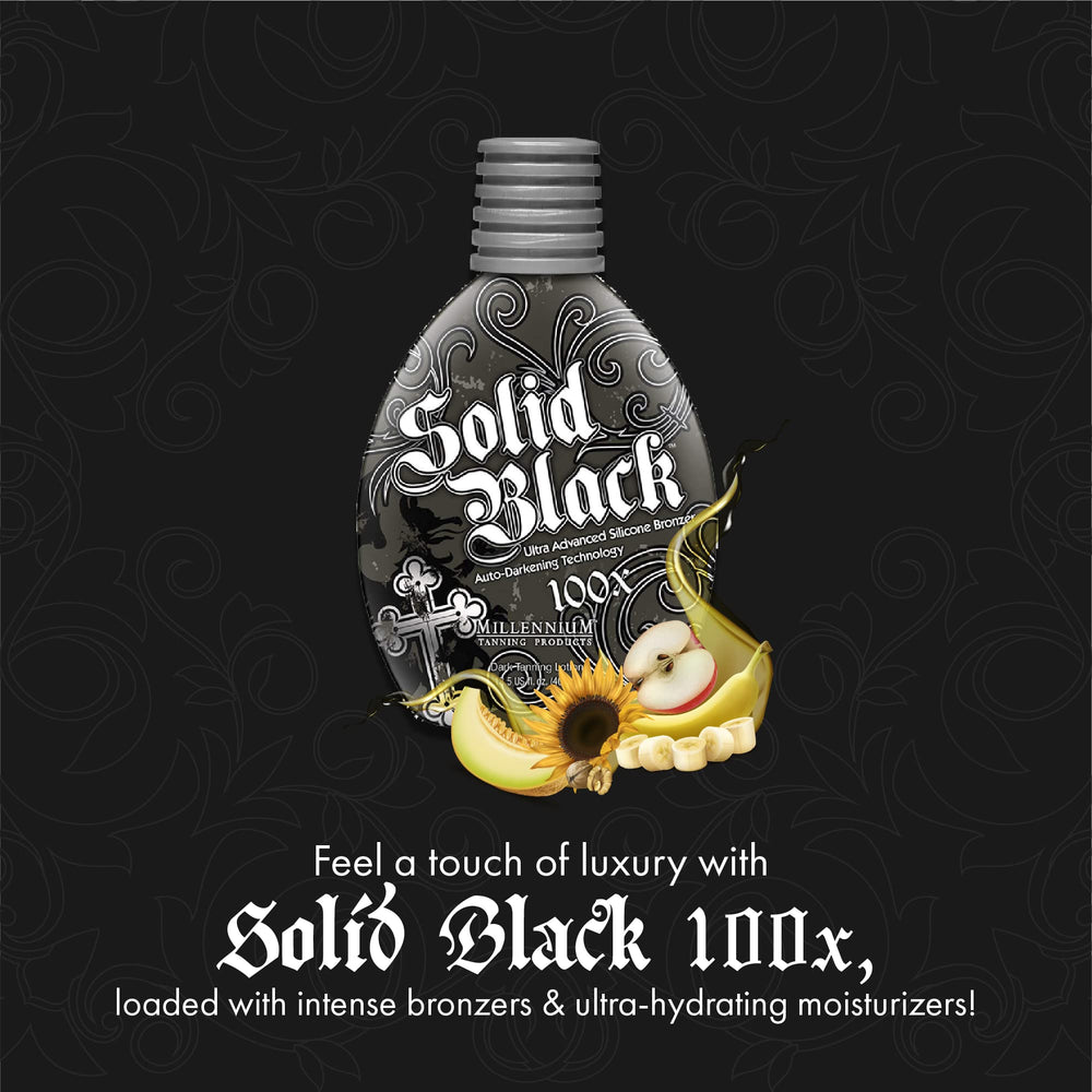 Millennium Tanning Solid Black bottle ready for tanning bed or outdoor session