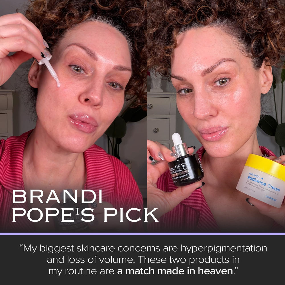 Mimmua Volume Up Time Block Serum being applied to facial skin.