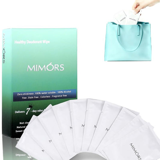 MIMORS Deodorant Wipes underarm packaging for on-the-go freshness