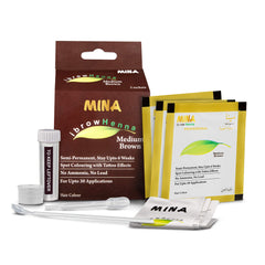 MinaiBrow hair color medium brown in application for natural spot tint
