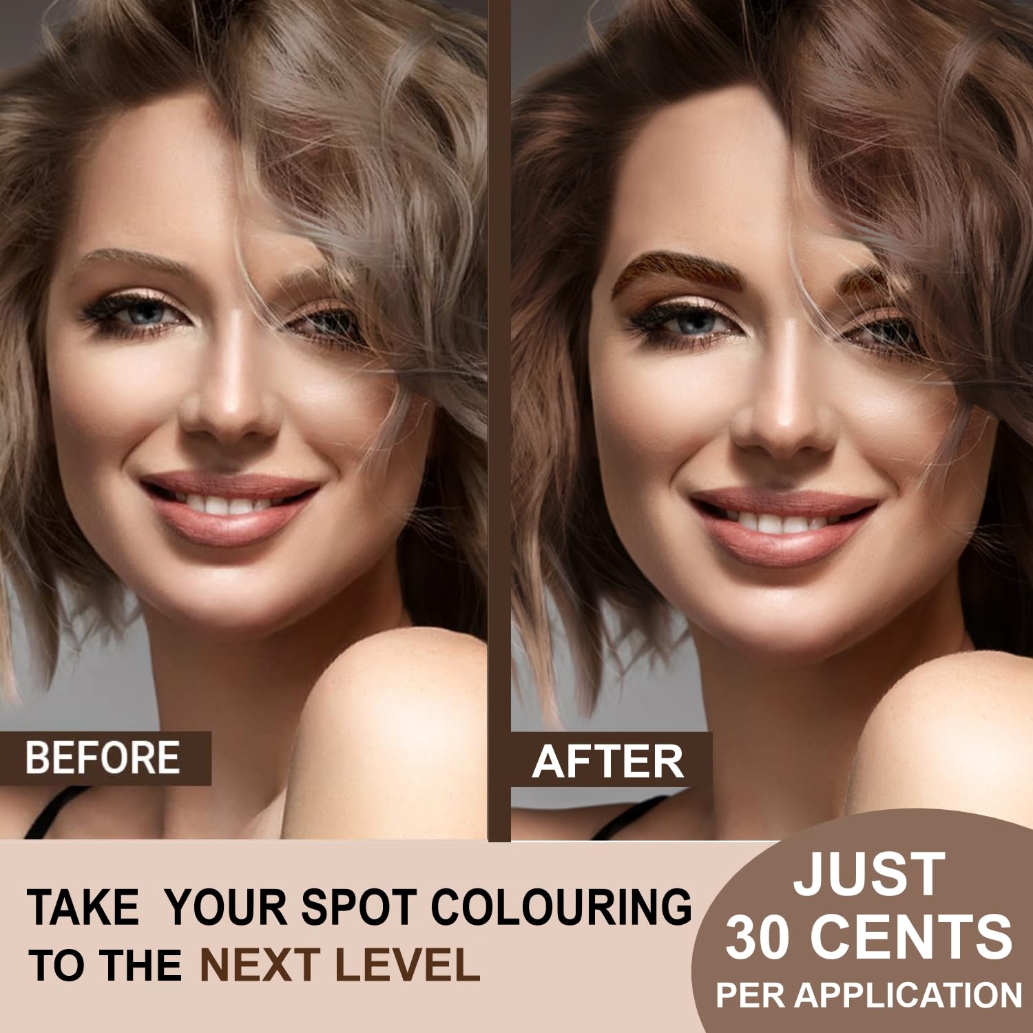 MinaiBrow Pearl Gray color activation shows easy at-home tinting