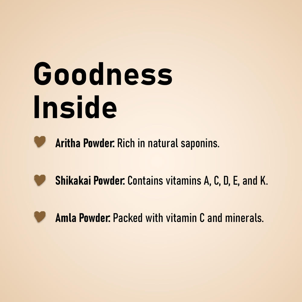 Minature aritha powder sachet for gentle cleansing and softness.