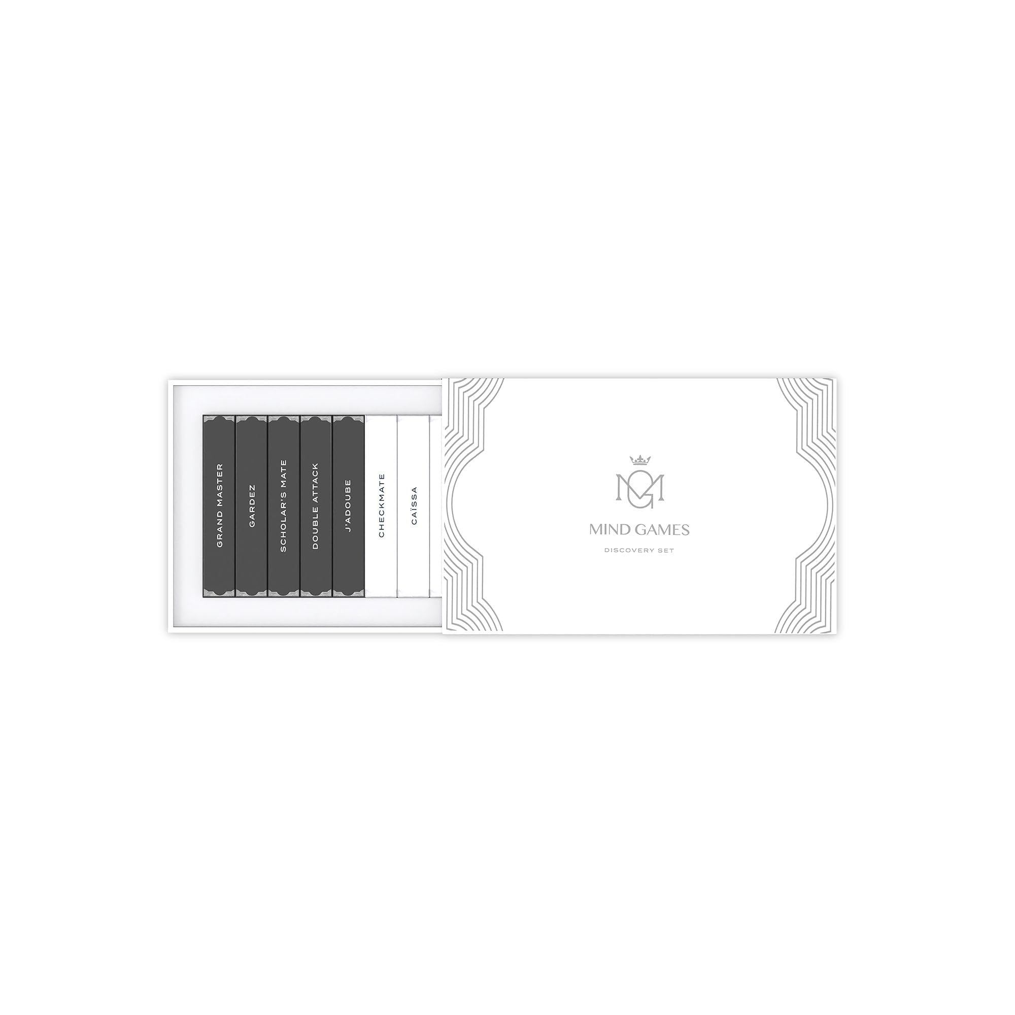 Mind Games discovery set box front, premium packaging ideal for gifting.
