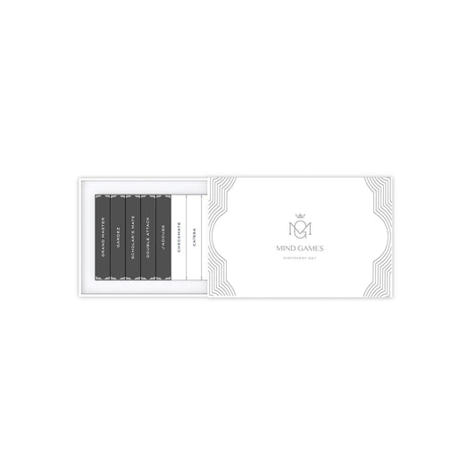 Mind Games discovery set box front, premium packaging ideal for gifting.