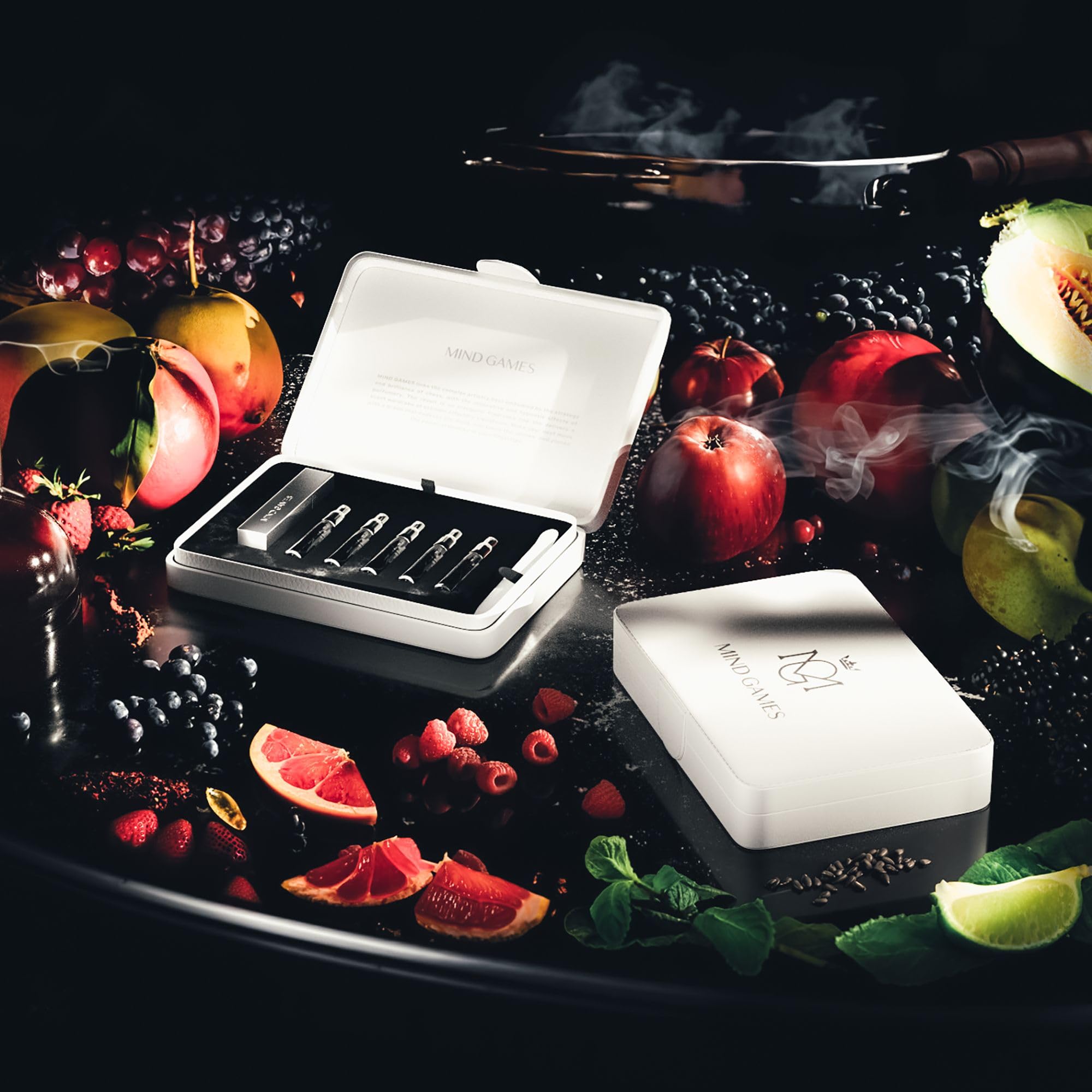 Mind Games Fruity Discovery Set reusable travel case protects fragrances during travel.