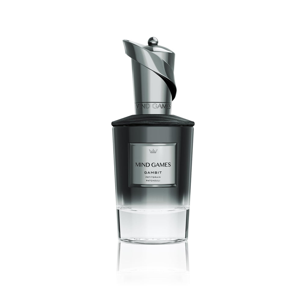 MIND GAMES Gambit bottle close-up highlighting premium design and luxury fragrance presence