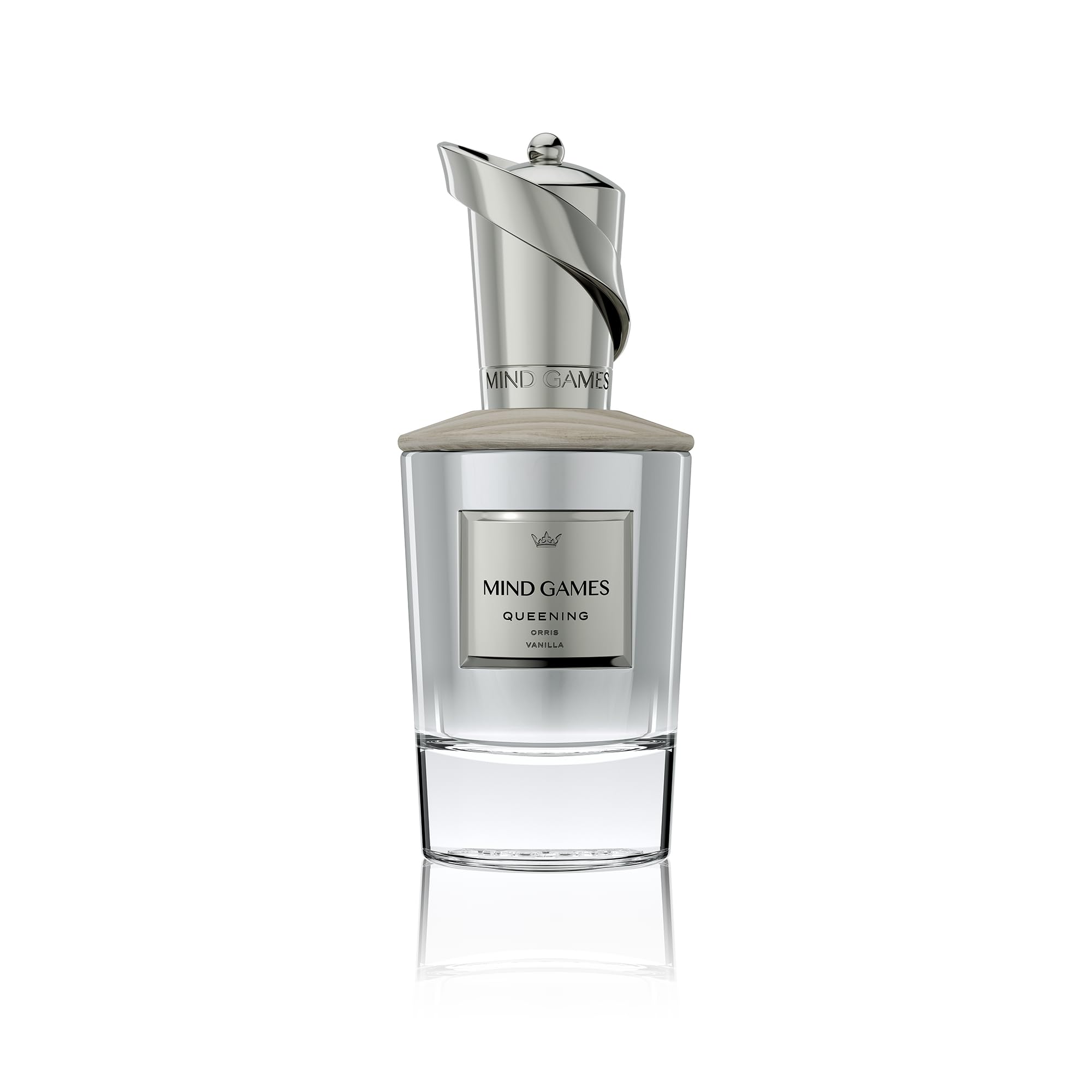 Mind Games Queening bottle front view highlighting elegant design and luxury fragrance.