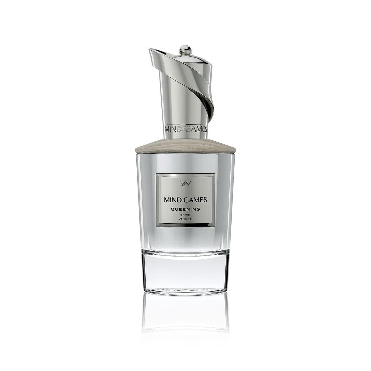 Mind Games Queening bottle front view highlighting elegant design and luxury fragrance.