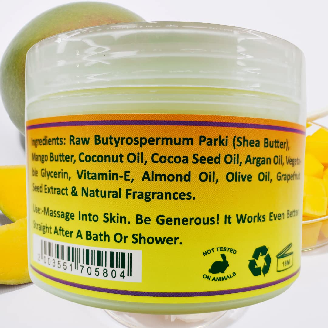 Mine Botanicals Whipped Body Butter with Shea and Mango—nutrient-rich ingredients close-up.