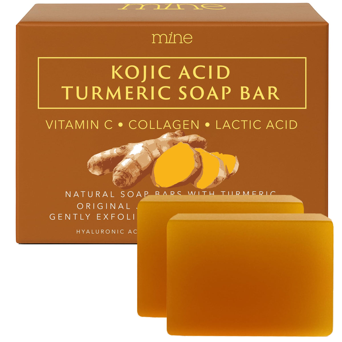 Mine soap front packaging showing product benefits and natural look