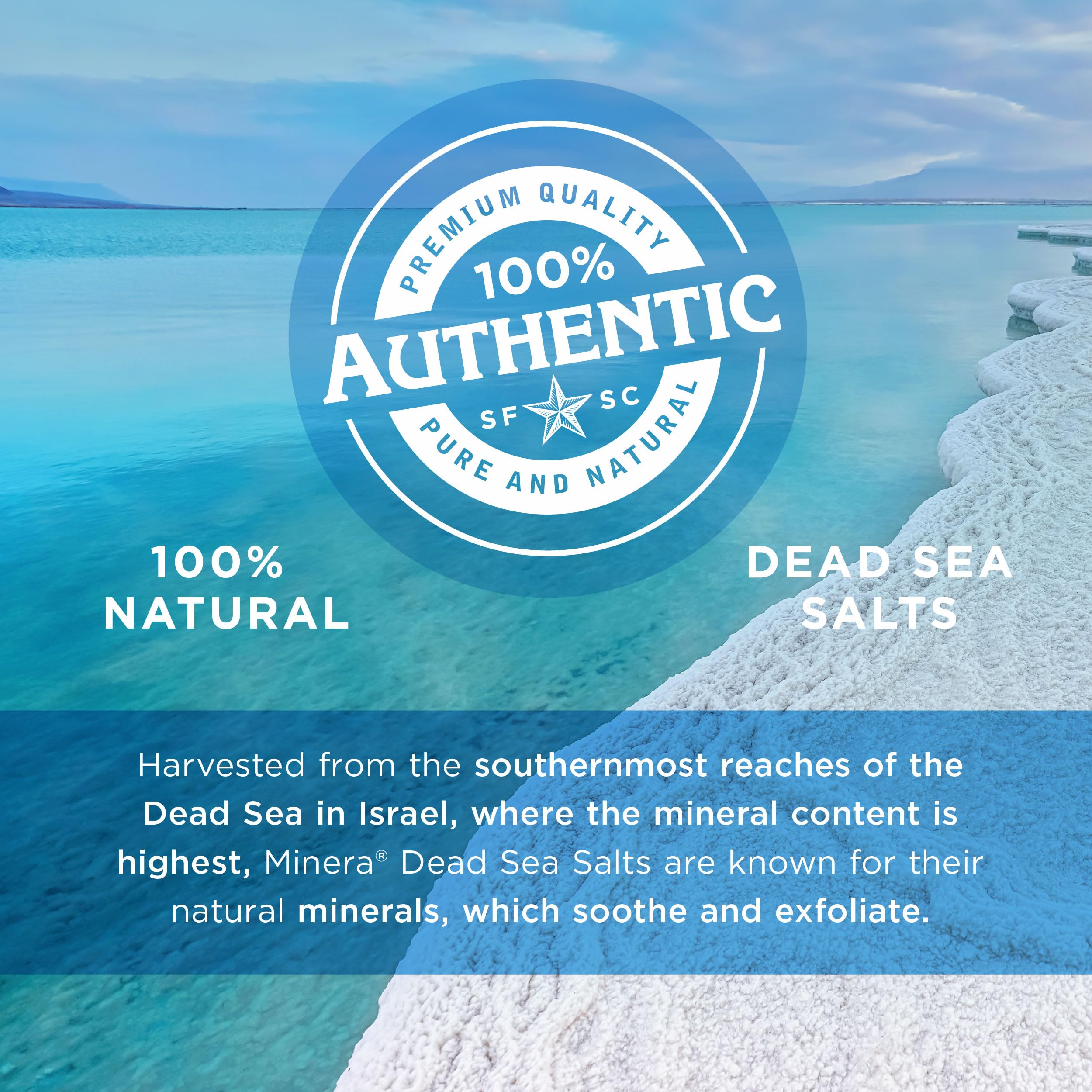 Minera Dead Sea salt crystals close-up showing natural mineral texture