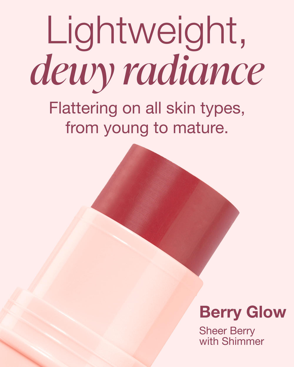 Mineral Fusion Berry Glow applied to eyelid for soft shimmer.