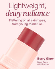 Mineral Fusion Berry Glow applied to eyelid for soft shimmer.