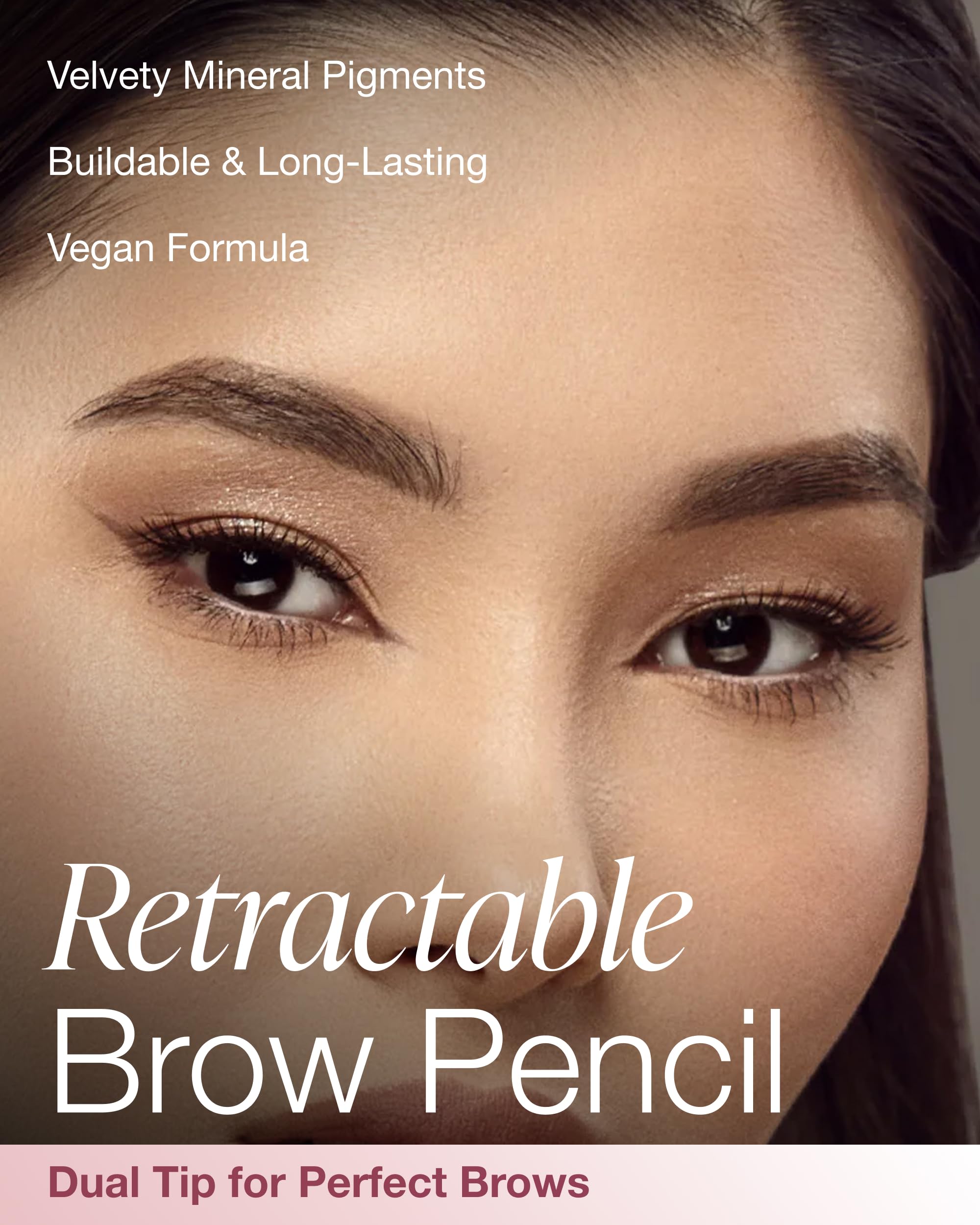 Mineral Fusion brow pencil close-up shows a slim tip for shaping.