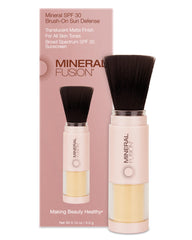 Mineral Fusion brush-on powder sunscreen for the face, SPF 30, seamless matte finish.
