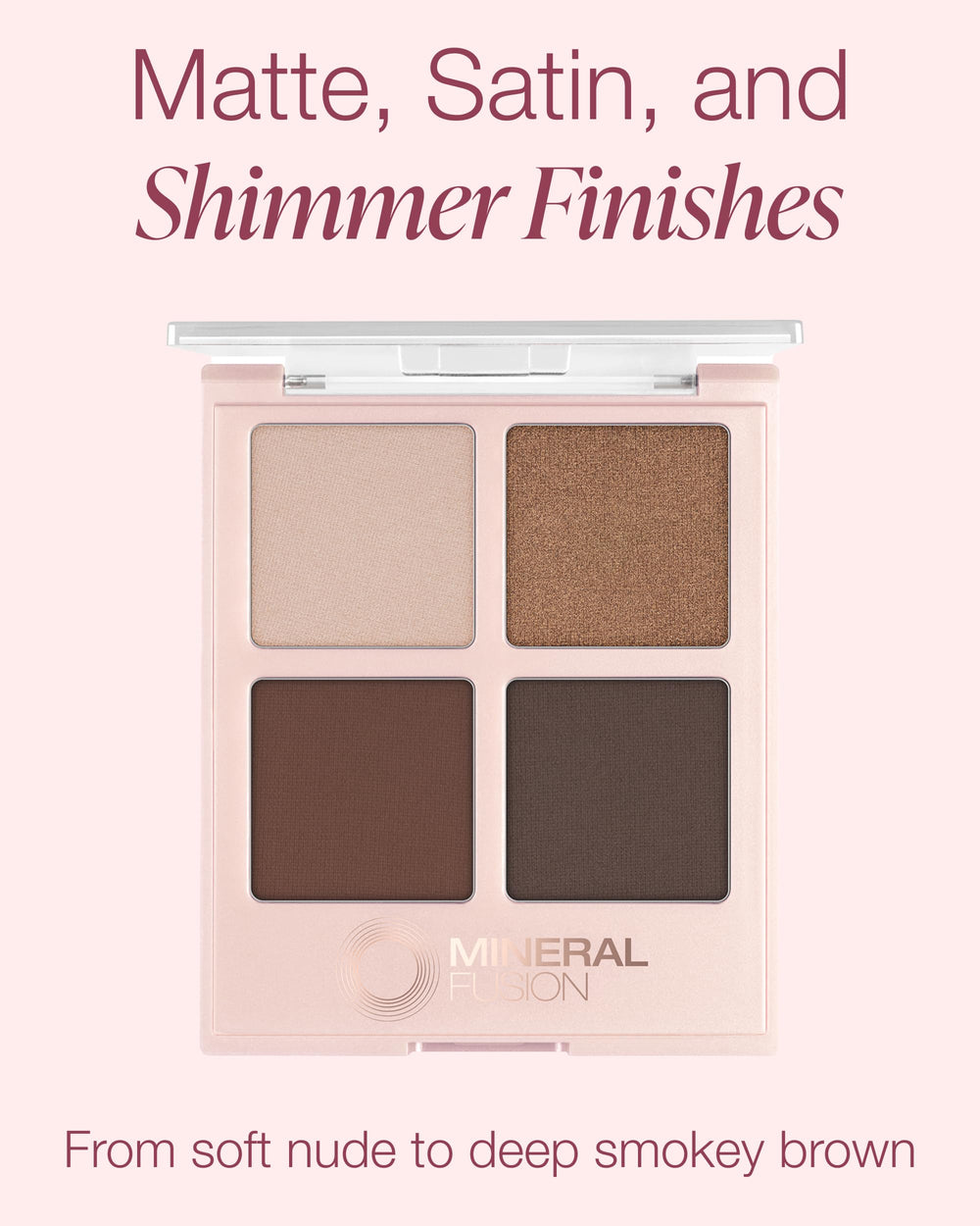 Mineral Fusion Coffee Break matte shade swatches demonstrate buildable color for crease and lid.