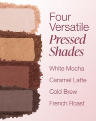 Mineral Fusion Coffee Break shimmer close-up highlights eye sparkle and glow.