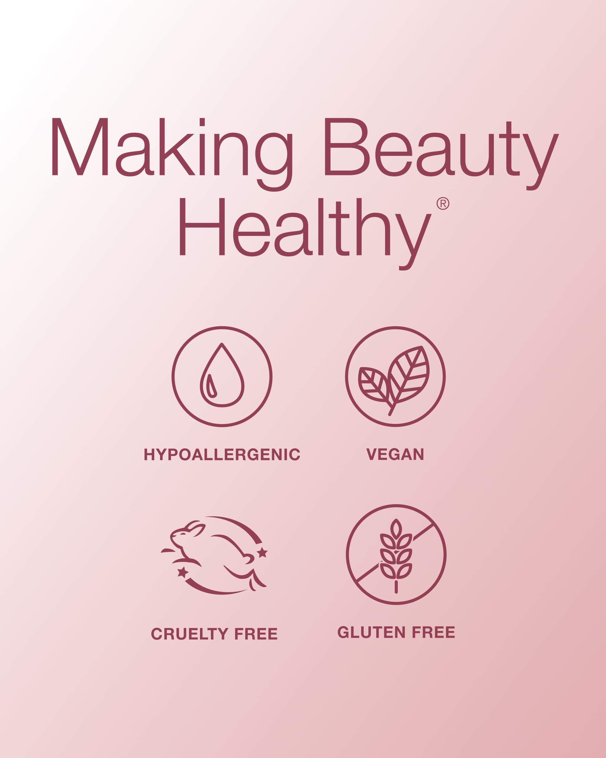 Mineral Fusion packaging shot communicates gluten-free and cruelty-free formula.