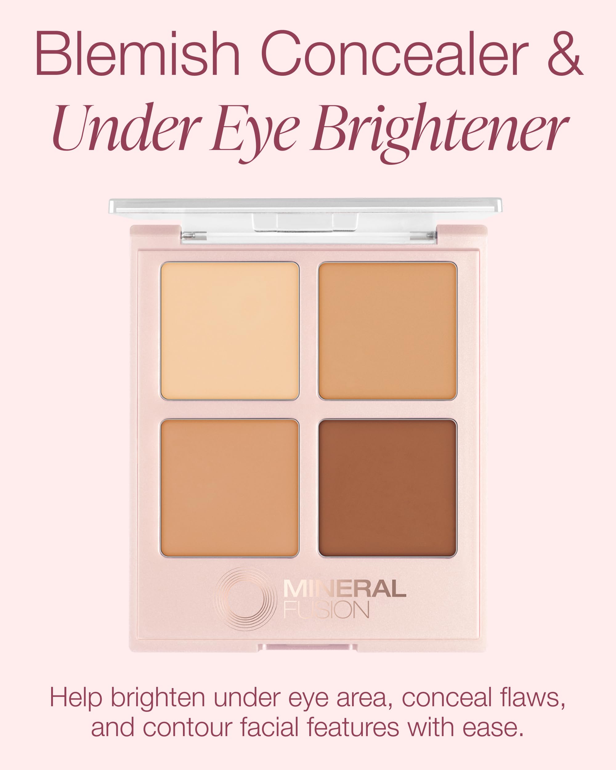 Mineral Fusion Decadence under-eye brightening swatch demonstrates radiant concealment.