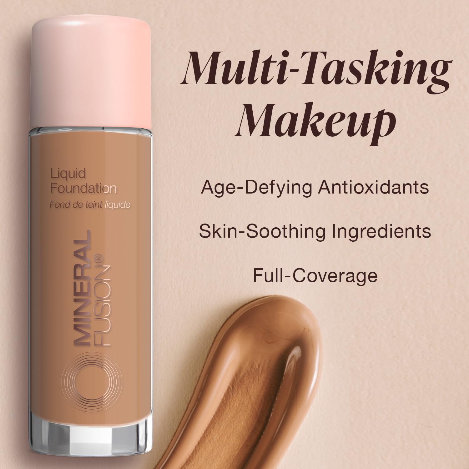 Mineral Fusion foundation brush swatch demonstrating light to medium coverage