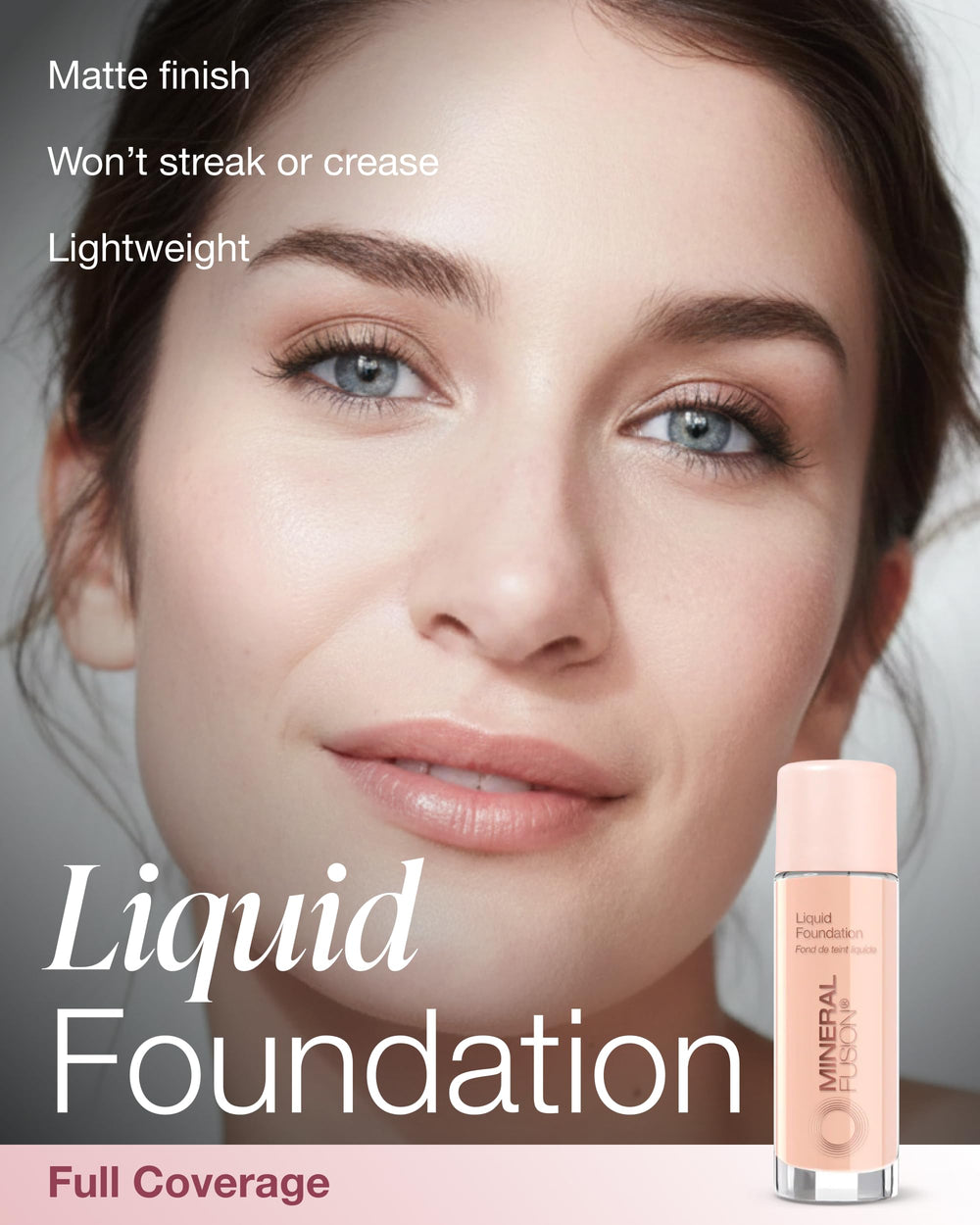 Mineral Fusion foundation applied on skin shows seamless blending and natural-looking coverage.