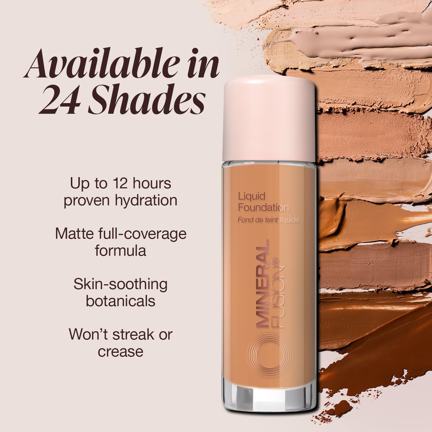 Mineral Fusion foundation swatches Deep 2 Tan show true undertone match.