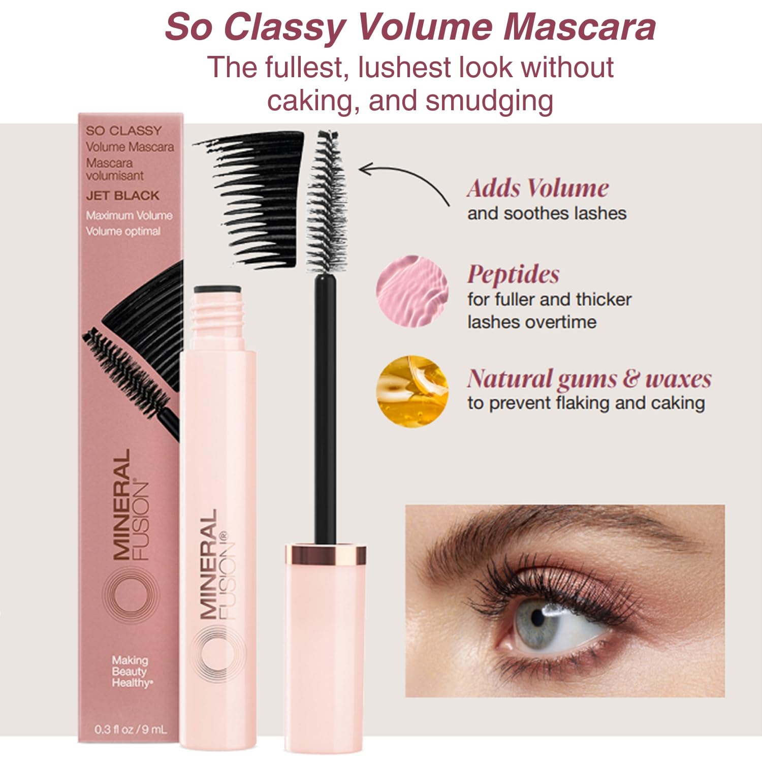 Mineral Fusion Hydro-Shine lip gloss wand applies smooth, buildable color with Vitamin E.