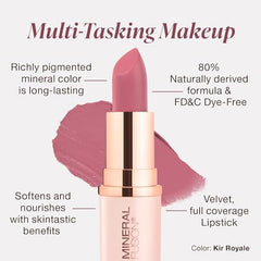Mineral Fusion Kir Royale swatch on arm reveals satin finish and hydration.