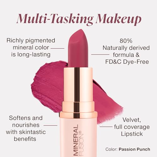Mineral Fusion lipstick showing smudge-free, smooth application