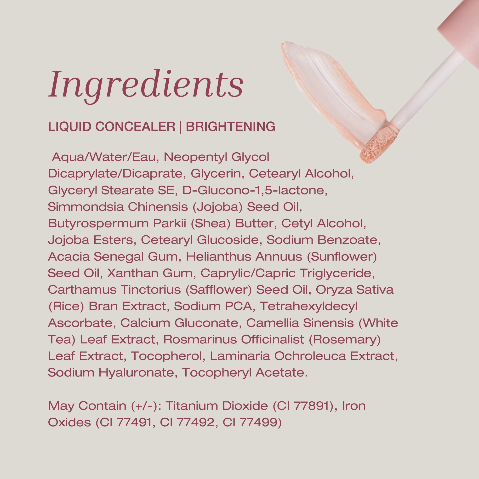Mineral Fusion Liquid Concealer Brightening skin swatch demonstrates even tone coverage