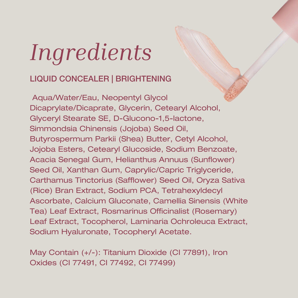 Mineral Fusion Liquid Concealer Brightening skin swatch demonstrates even tone coverage