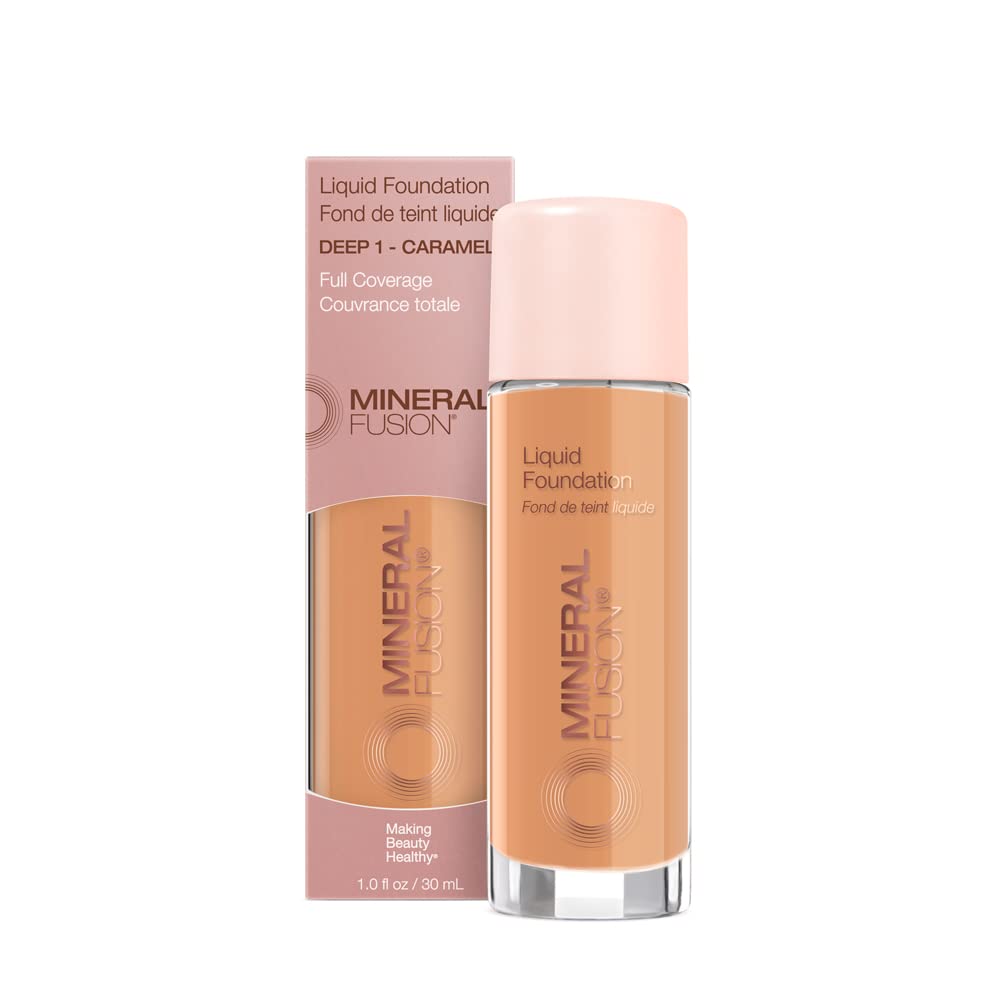 Mineral Fusion Deep-1 foundation bottle with golden undertones for radiant, long-lasting coverage