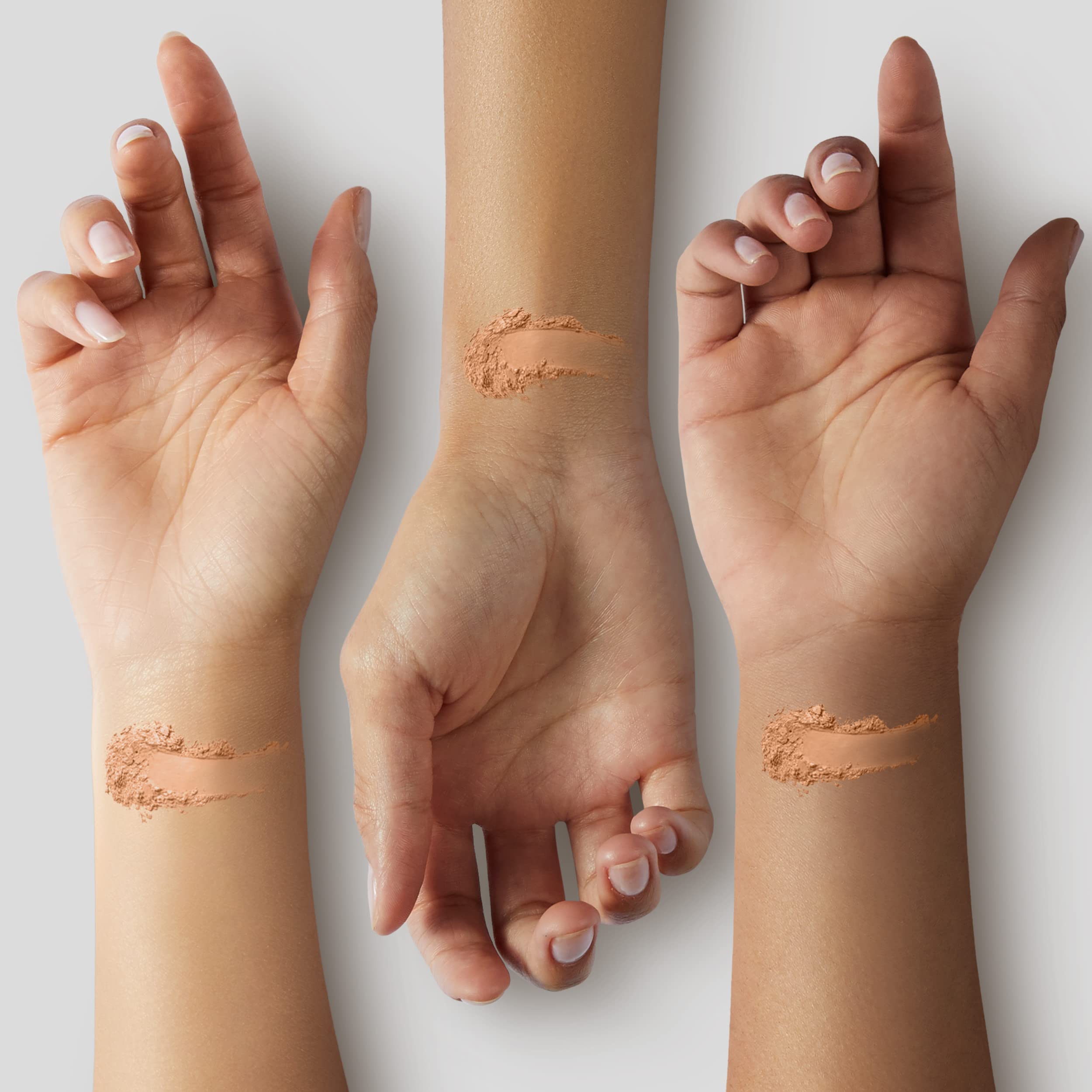 Mineral Fusion Warm 5 applied with brush for smooth, shine-control results.