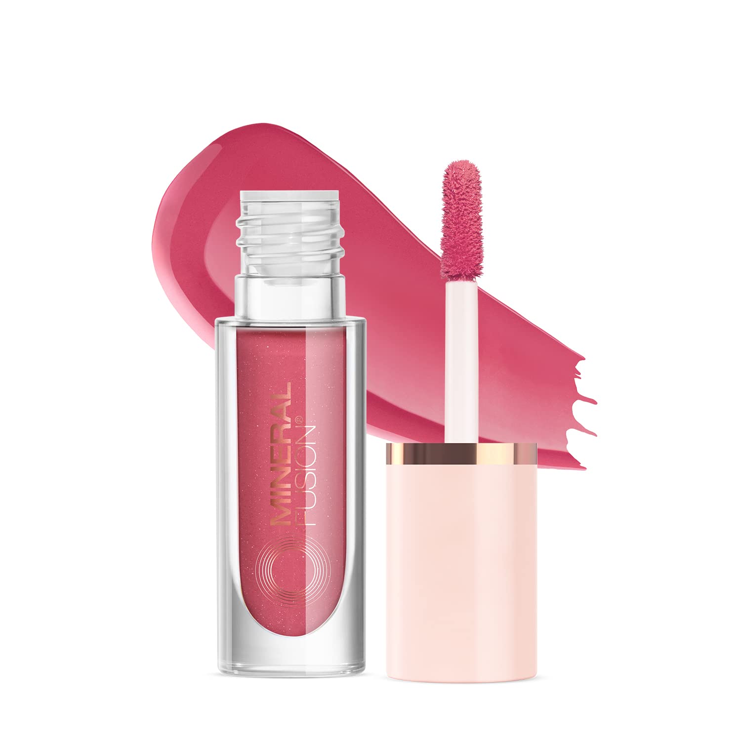The Mineral Fusion Rose Lip Cheek Stain packaging offers on-the-go color.