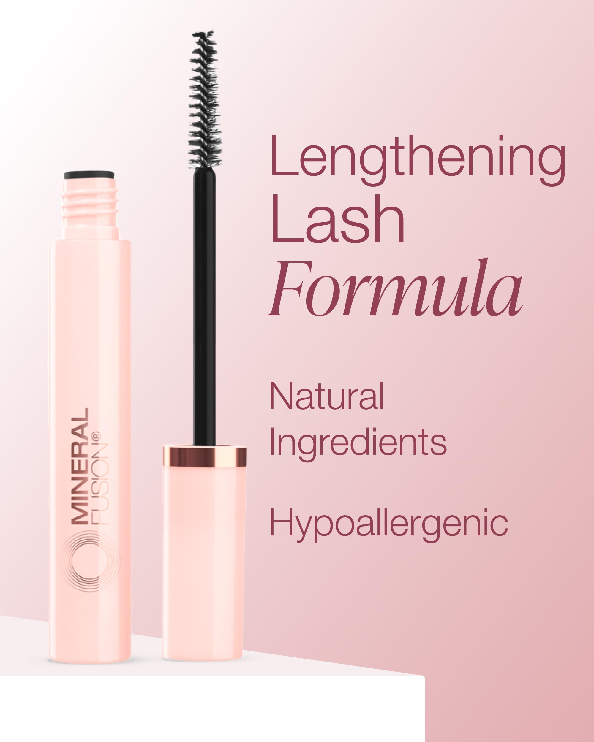 Mineral Fusion So High mascara brush detail for smooth, even coats.