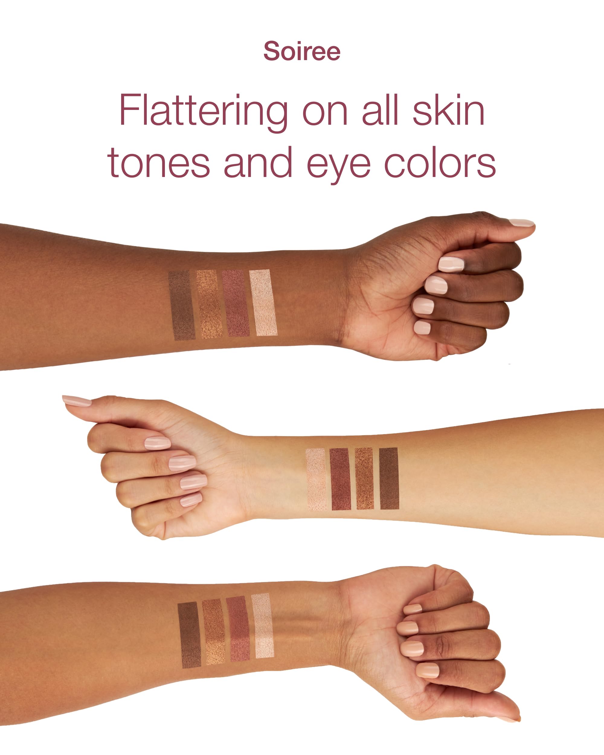 Mineral Fusion Soiree swatches chocolate to define the crease