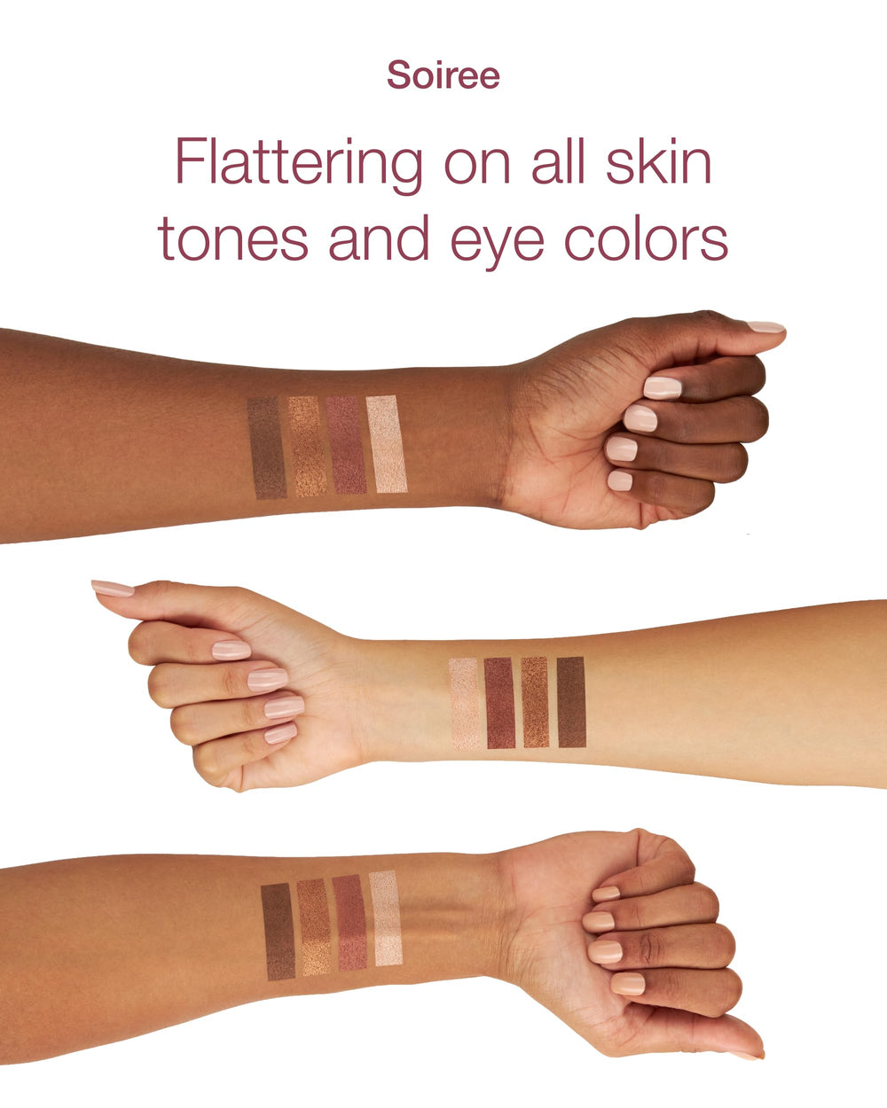 Mineral Fusion Soiree swatches chocolate to define the crease