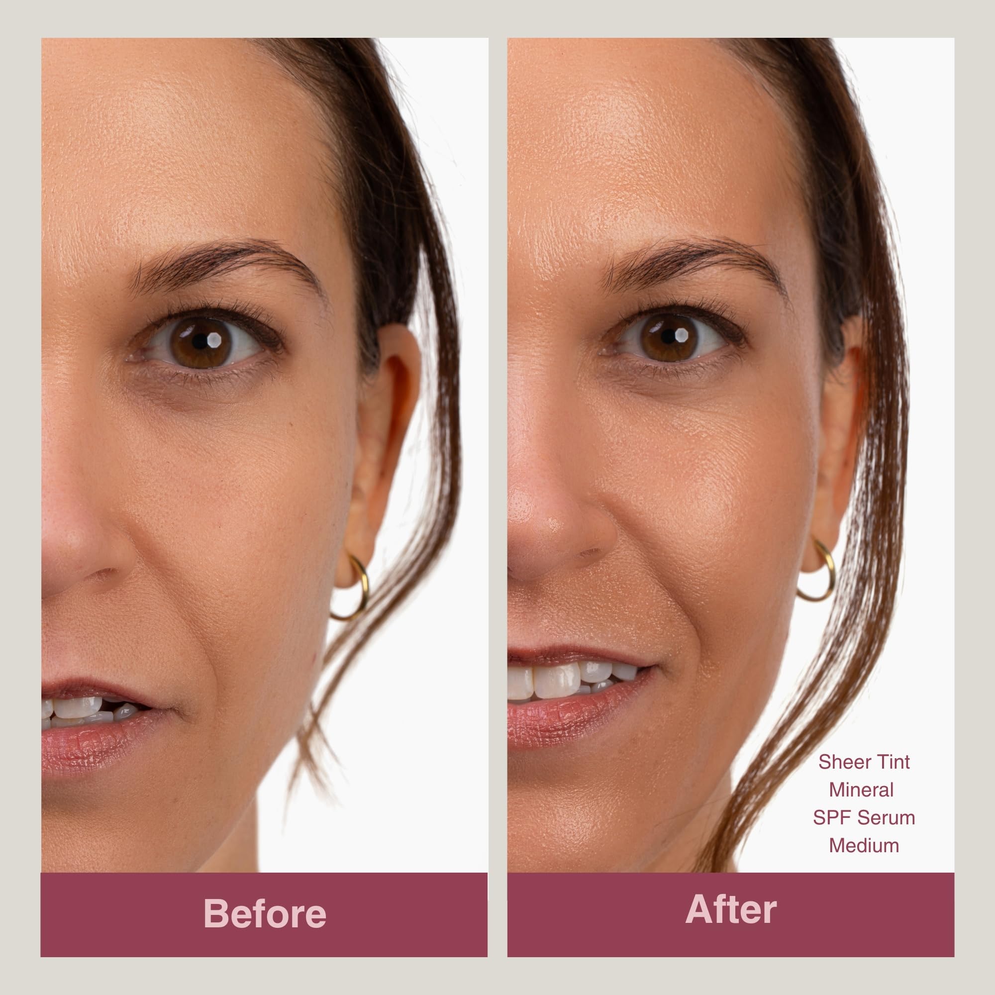 Mineral Fusion SPF 50 tint on cheek delivers natural glow.