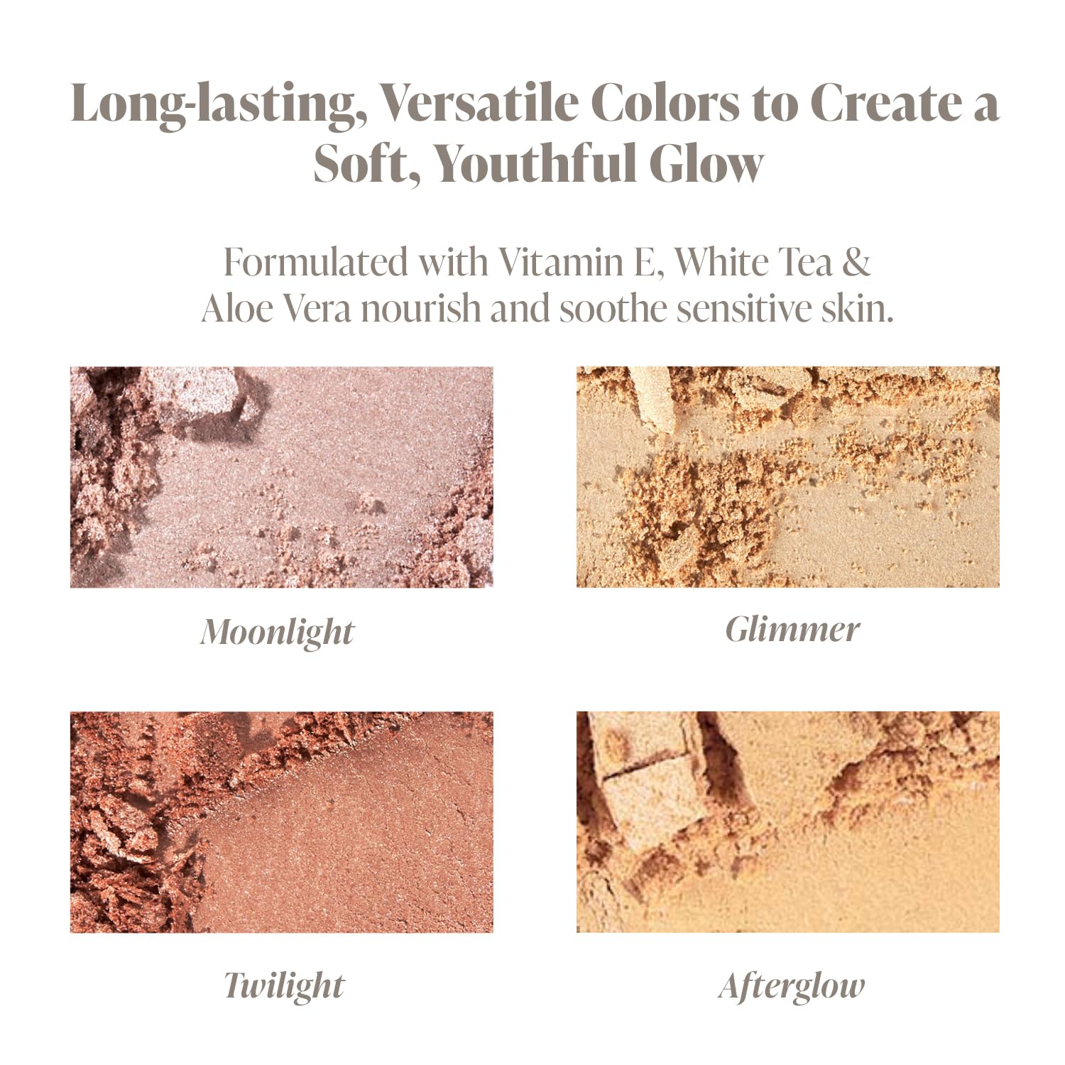 Swatches on skin show buildable radiance from Mineral Fusion