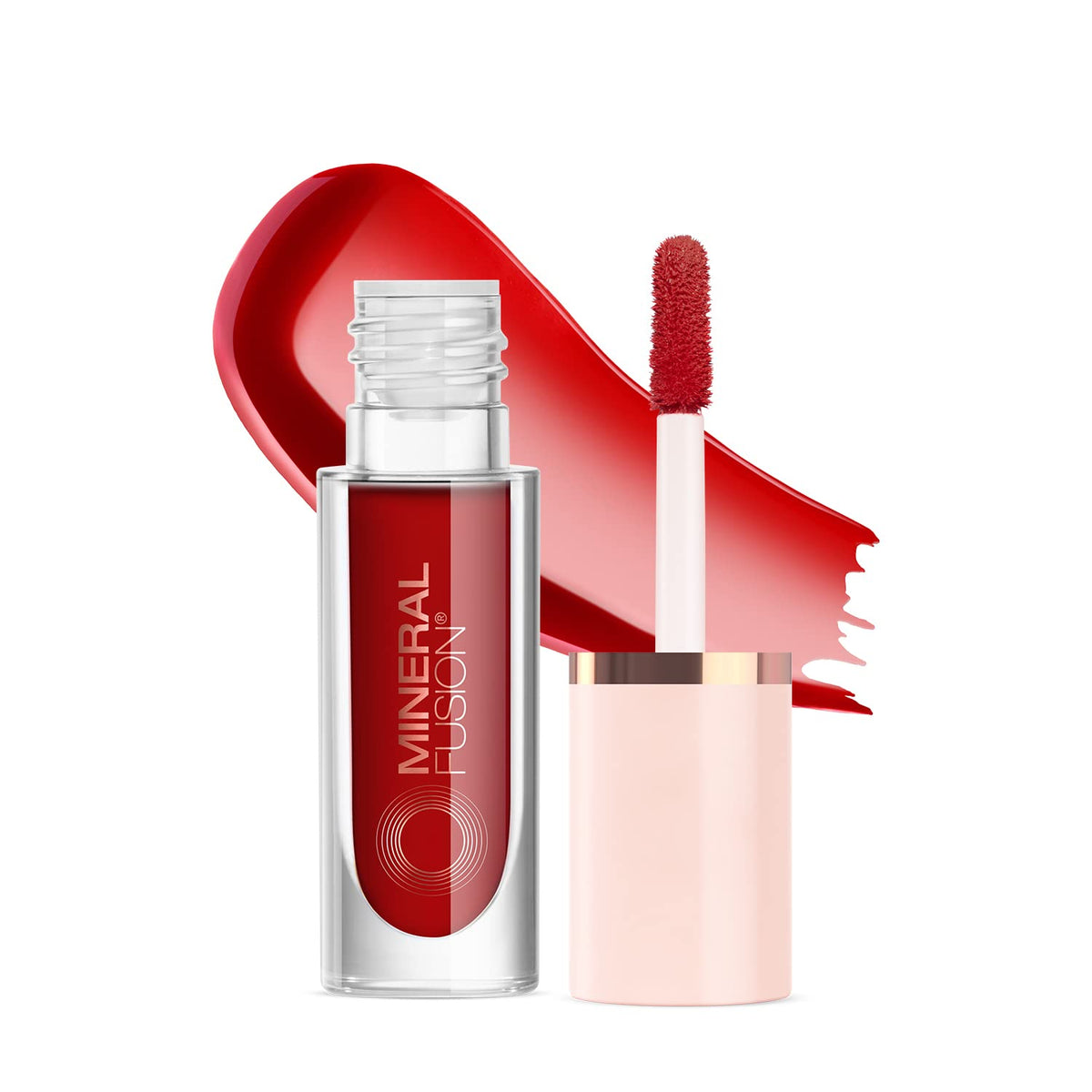 Mineral Fusion Syrah lip stain bottle shows vibrant, hydrating matte color for lips.