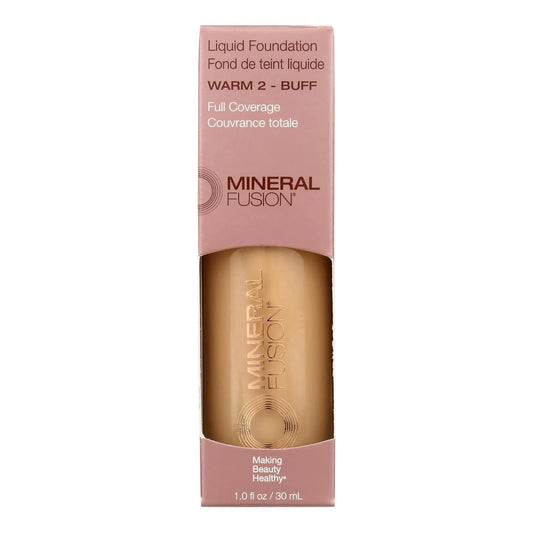 Mineral Fusion Warm 2 foundation in a 1oz bottle for natural, buildable coverage.