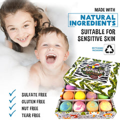 Mineral Me California jungle animal toy inside enhances gift-ready bath set.
